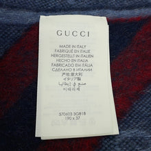 将图像加载到图库查看器中，GUCCI Webbing line Scarf Midnight Blue570603 3GB18 4068 Wool 75% Alpaca25%
