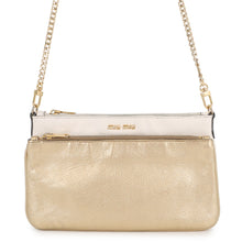 将图像加载到图库查看器中，MIUMIU ChainShoulder Bag White/Gold Leather
