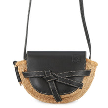 Load image into Gallery viewer, LOEWE Gate Shoulder Bag Black/Natural329.13.U62 Raffia Leather Size Mini
