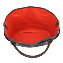 将图像加载到图库查看器中，HERMES Sac de Pansage Navy/Feu Toile Chevrons Canvas
