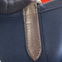 将图像加载到图库查看器中，HERMES Sac de Pansage Navy/Feu Toile Chevrons Canvas
