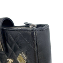 将图像加载到图库查看器中，CHANEL 2.55 Phone Case Chain Pochette Lucky Bag Charm BlackA80446 Calf Leather Rhinestone Size Mini
