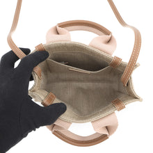 Load image into Gallery viewer, Chloe Woody 2-way tote bag Brassie BeigeCHC24UP237L1726Y Canvas Shiny Calf Leather Size Mini
