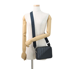 将图像加载到图库查看器中，FENDI Diagonal Camera Case Navy7M0286 ASIC PVC Leather
