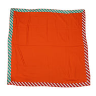 HERMES Carre Jean Size 140 Orange/White/Red/Light Green Cashmere70% Silk30%