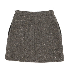 Load image into Gallery viewer, CELINE Box Pleated Tweed Skirt Size 38 Black/Beige2J121235G.24BJ Wool 88% Polyester12% Sequins
