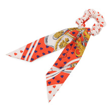 将图像加载到图库查看器中，HERMES Scrunchie Bella Orange/White/Multicolor Silk100%
