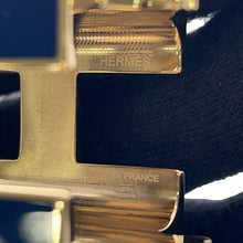 将图像加载到图库查看器中，HERMES ScarfRing H Cheval Navy/Camel Metal
