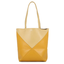 将图像加载到图库查看器中，LOEWE Puzzle Fold Tote Dark Butter/SunflowerA779G50X18 Calf Leather Size Medium
