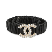 将图像加载到图库查看器中，CHANEL CC Logo Belt Bijoux Size 75/30 Black Leather Rhinestone
