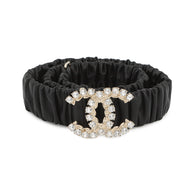 CHANEL CC Logo Belt Bijoux Size 75/30 Black Leather Rhinestone