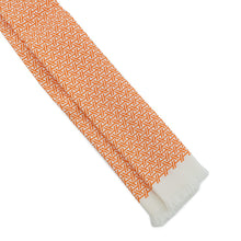 将图像加载到图库查看器中，HERMES Necktie Scarf Orange/White Silk100%
