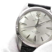 将图像加载到图库查看器中，TUDOR Oyster Prince W34mm Stainless Steel Leather Silver Dial7965
