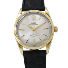 将图像加载到图库查看器中，TUDOR Oyster Prince W33mm Gold Plated Leather Silver Dial7963
