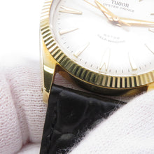 将图像加载到图库查看器中，TUDOR Oyster Prince W33mm Gold Plated Leather Silver Dial7963

