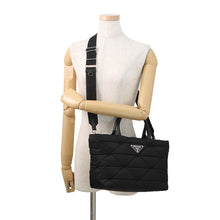 Load image into Gallery viewer, PRADA Padded Re-Nylon Tote Bag Black1BG436_RDJN_F0002_V_OOO Nylon Nappa Leather Size Medium
