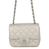 CHANEL Mini Materasse Chain Shoulder SilverA35200 Caviar Leather Size 17
