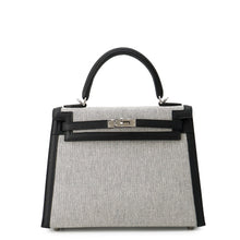 Load image into Gallery viewer, HERMES Kelly Sellier Ecru/Black Toile H Swift Leather Size 25
