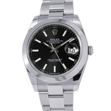 将图像加载到图库查看器中，ROLEX Datejust 41 W41mm Stainless Steel Black Dial126300
