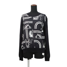 将图像加载到图库查看器中，HERMES Twillaine Top Size 40 Black/White Silk 87% Polyamide 10% Elastane 3%
