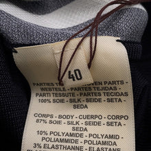 将图像加载到图库查看器中，HERMES Twillaine Top Size 40 Black/White Silk 87% Polyamide 10% Elastane 3%
