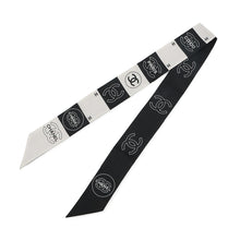 Load image into Gallery viewer, CHANEL CC Logo Scarf White/Black Silk100%
