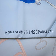 Load image into Gallery viewer, HERMES Carre Nous Sommes Inseparables Size 90 Blue Ciel/Marine Silk100%

