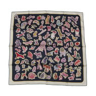 HERMES Carre Double Face Caracteristic Detail Size 90 Caban/Rose/Multicolor904165S Silk100%