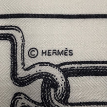 Load image into Gallery viewer, HERMES Giant Square "Kaleidoscope Effect" Size 140 Black/White Cashmere70% Silk30%
