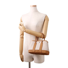 将图像加载到图库查看器中，HERMES Neo Garden Ecru/Biscuit Toile H Negonda Leather Size 23
