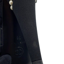 Load image into Gallery viewer, CHANEL Pearl Sandals Black Fabric Size 36
