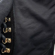 Load image into Gallery viewer, CHANEL CC Logo Lace-Up Boots BlackG38086 Nylon Patent Leather Size 36C
