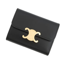 Load image into Gallery viewer, CELINE Triomphe Compact Wallet with Coin Compartment Black10I653DPV.38NO Shiny Calf Leather
