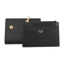 Load image into Gallery viewer, CELINE Triomphe Compact Wallet with Coin Compartment Black10I653DPV.38NO Shiny Calf Leather
