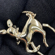 Load image into Gallery viewer, CHANEL CC Logo Bambi Motif Long Necklace Gold Plated Rhinestone Faux Pearl
