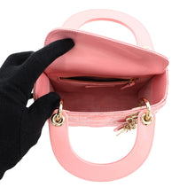 将图像加载到图库查看器中，Dior Lady Dior 2Way Handbag Antique pinkM0505OWCB_M77P Patent Leather Size Mini
