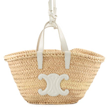 Load image into Gallery viewer, CELINE Teen Classic Panier Triomphe Basket Bag Beige/White113832CGG.01BC Raffia Leather
