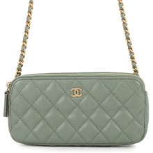Load image into Gallery viewer, CHANEL Matelasse Chain wallet GreenA82527 Caviar Leather
