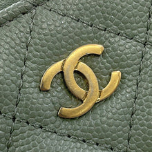Load image into Gallery viewer, CHANEL Matelasse Chain wallet GreenA82527 Caviar Leather
