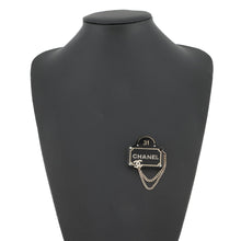 Load image into Gallery viewer, CHANEL Brooch Black/Gold Plastic Gold Plated Rhinestone Faux Pearl
