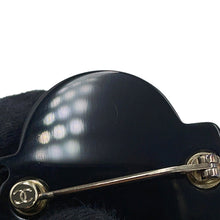Load image into Gallery viewer, CHANEL Brooch Black/Gold Plastic Gold Plated Rhinestone Faux Pearl
