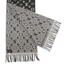 将图像加载到图库查看器中，LOUIS VUITTON Echarpe LV to Jules NoirM77406 Silk52% Cashmere48%

