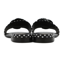 将图像加载到图库查看器中，CHANEL Camellia Dot Mules Sandals Black/WhiteG45499 Lambskin Size 38
