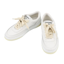 将图像加载到图库查看器中，CHANEL CC Logo Leather Sneakers WhiteG39978 Leather Size 38
