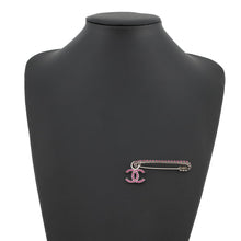 Load image into Gallery viewer, CHANEL CC Logo Rhinestone Brooch Pink/Silver Gold Plated Rhinestone
