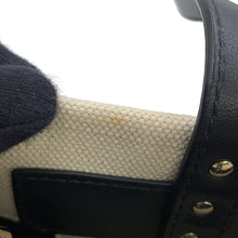 将图像加载到图库查看器中，Valentino Garavani Studded 2WAYTote Bag White/BlackUW2B0H19FWB_EX9 Canvas Leather
