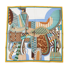 将图像加载到图库查看器中，HERMES Carre Fancy saddle Size 90 Miel/Vert/Blanc003846S-04 Silk100%
