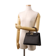 将图像加载到图库查看器中，HERMES Kelly Sellier Black Epsom Size 25
