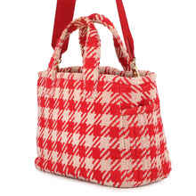 将图像加载到图库查看器中，MIUMIU Terrycloth Check 2-Way Tote Bag Red5BG236 pile
