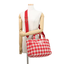 将图像加载到图库查看器中，MIUMIU Terrycloth Check 2-Way Tote Bag Red5BG236 pile
